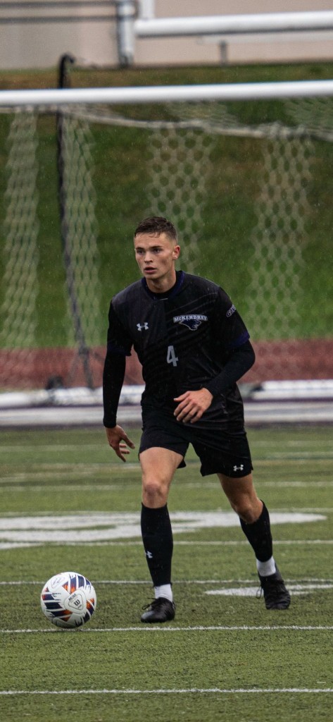 Soccer player dribbling the ball